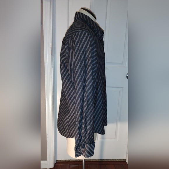 DKNY Jeans MEN'S Black & Gray Button Down Long Sleeve Shirt Sz XXL - Picture 7 of 7